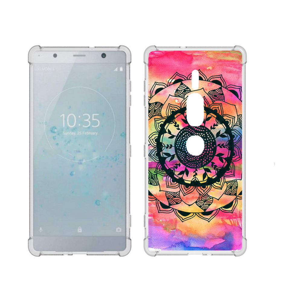 

Чехол MyPads Tocco для Sony Xperia XZ2 Premium яркая абстракция круглый цветок, Прозрачный, Tocco