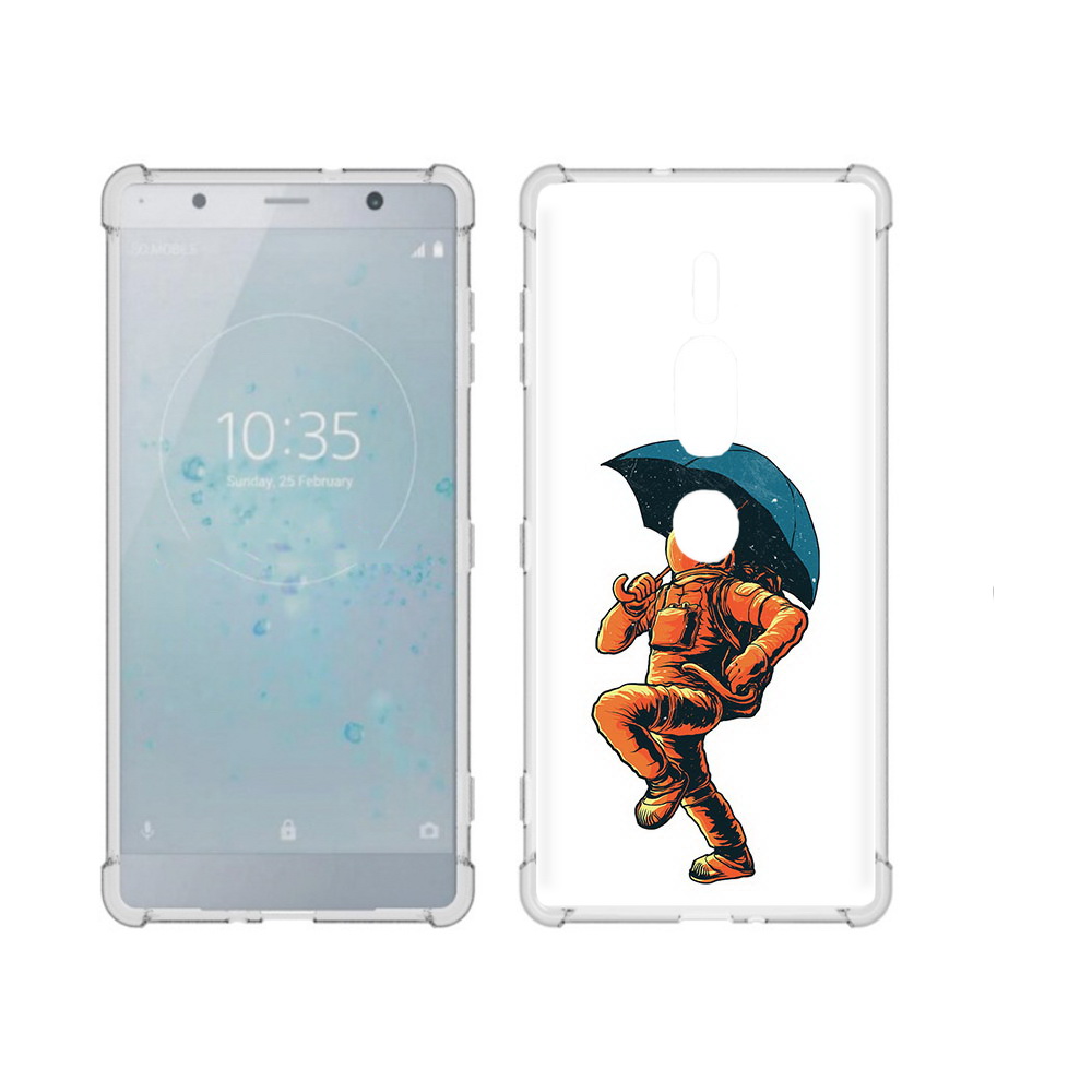 

Чехол MyPads Tocco для Sony Xperia XZ2 Premium шагающий космонавт с зонтом, Прозрачный, Tocco