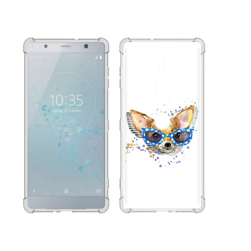 

Чехол MyPads Tocco для Sony Xperia XZ2 Premium чихуа-хуа в очках, Прозрачный, Tocco