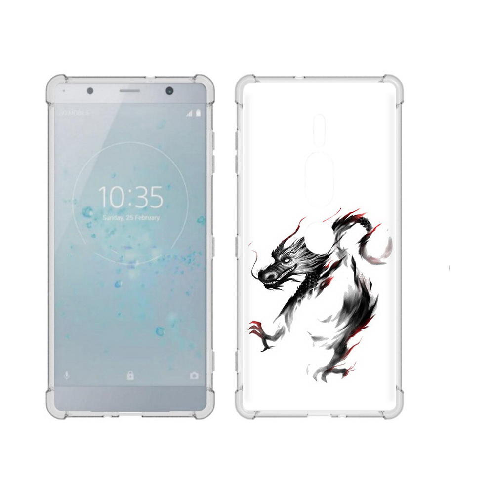 

Чехол MyPads Tocco для Sony Xperia XZ2 Premium черный дракон, Прозрачный, Tocco