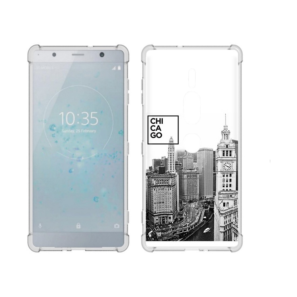

Чехол MyPads Tocco для Sony Xperia XZ2 Premium черно белый чикаго, Прозрачный, Tocco