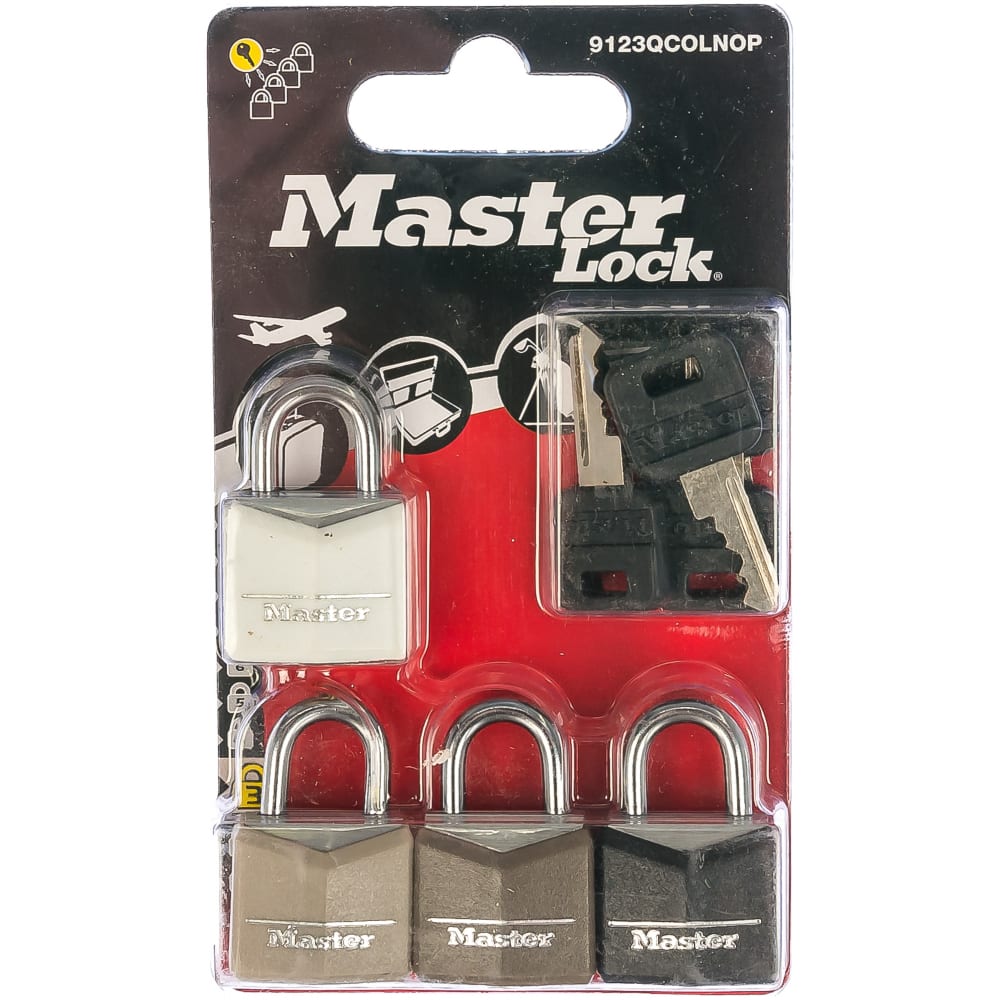 фото Комплект 4-х навесных замков masterlock 9123eurqcolnop