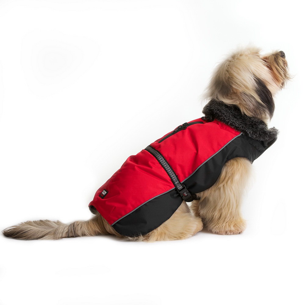 Нано куртка для собак Dog Gone Smart Aspen parka, с меховым воротником, красная, 20,3см
