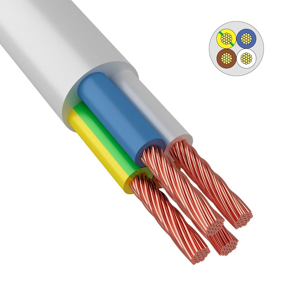 Провод ПВС ККЗ 4x0,75 кв.мм 200 м белый ГОСТ 01-8204-1