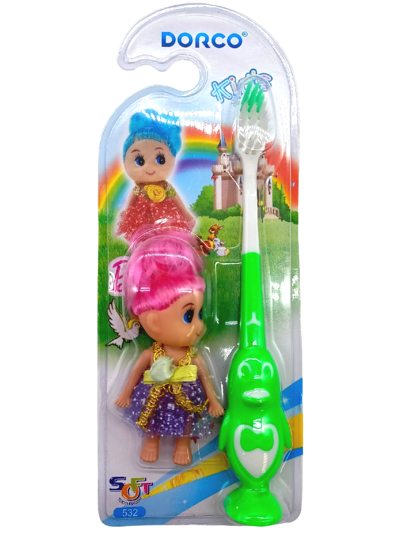 

Зубная щетка для девочек Dorco детская Подарок кукла зеленый, Dorco