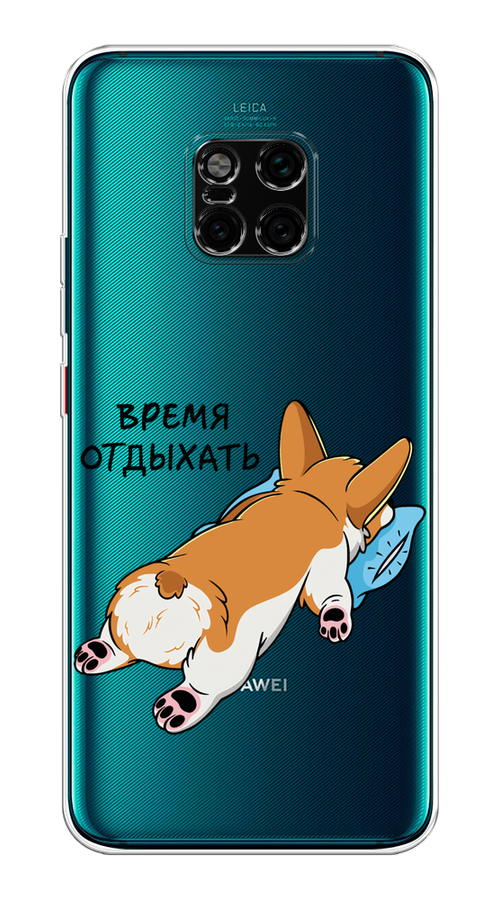 

Чехол на Huawei Mate 20 Pro "Корги отдыхает", Черный;коричневый;голубой, 67050-1