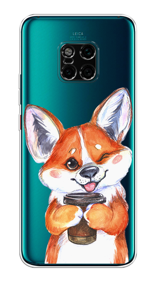 

Чехол на Huawei Mate 20 Pro "Корги с кофе", Оранжевый;белый, 67050-4