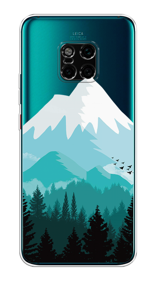 

Чехол на Huawei Mate 20 Pro "Синяя снежная гора", Белый;голубой, 67050-2