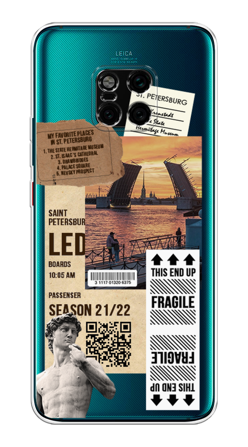 

Чехол на Huawei Mate 20 Pro "Санкт-Петербург коллаж", Коричневый;бежевый;белый, 67050-6