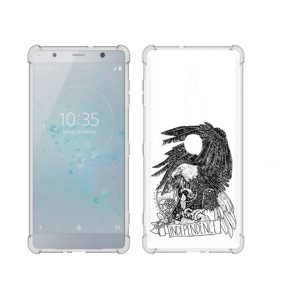

Чехол MyPads Tocco для Sony Xperia XZ2 Premium черно белый сокол, Прозрачный, Tocco