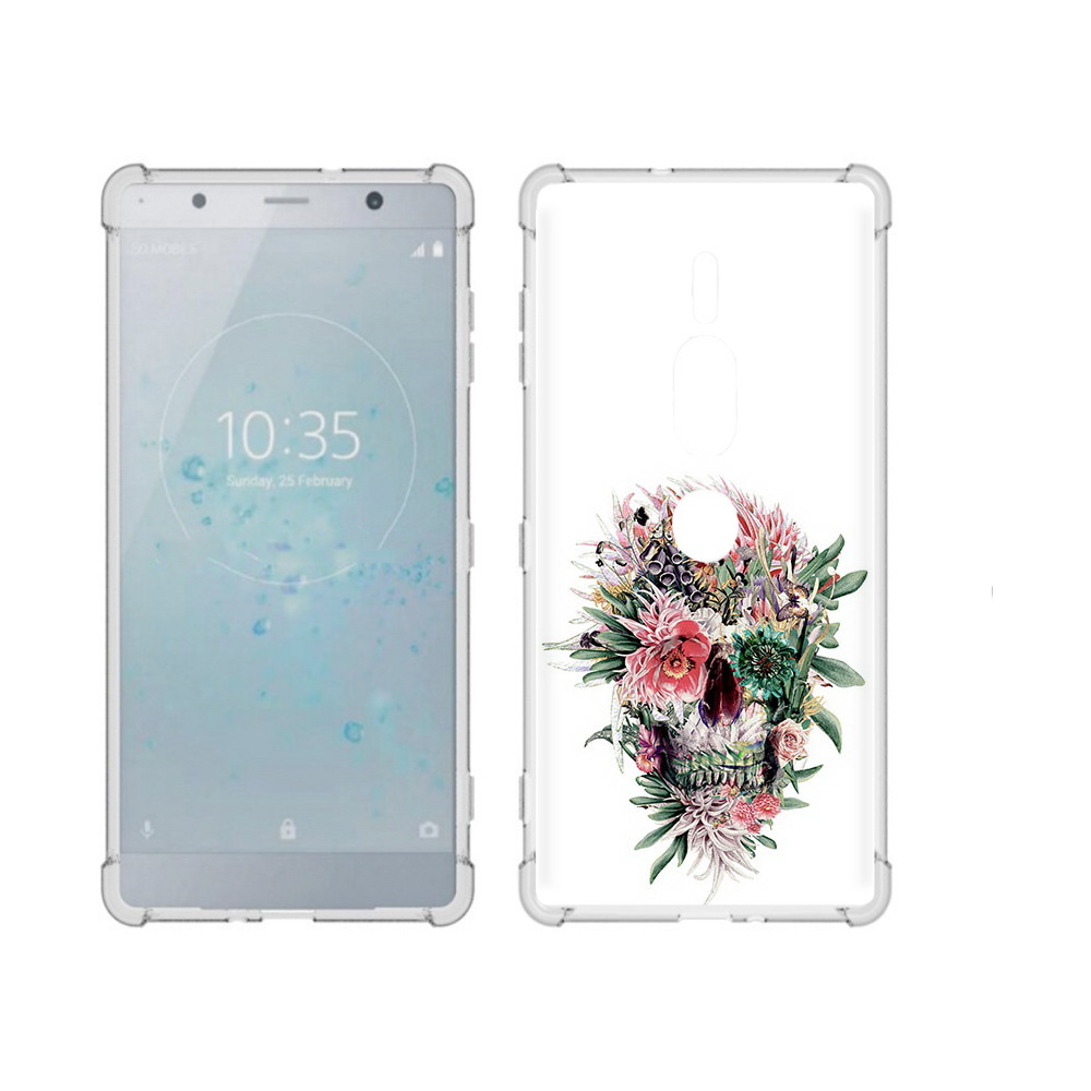 

Чехол MyPads Tocco для Sony Xperia XZ2 Premium череп из цветов, Прозрачный, Tocco