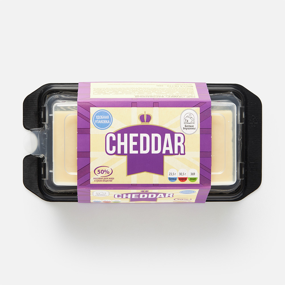 Сыр полутвердый Cheese Box Белые вершины Чеддер 50 200 г 289₽