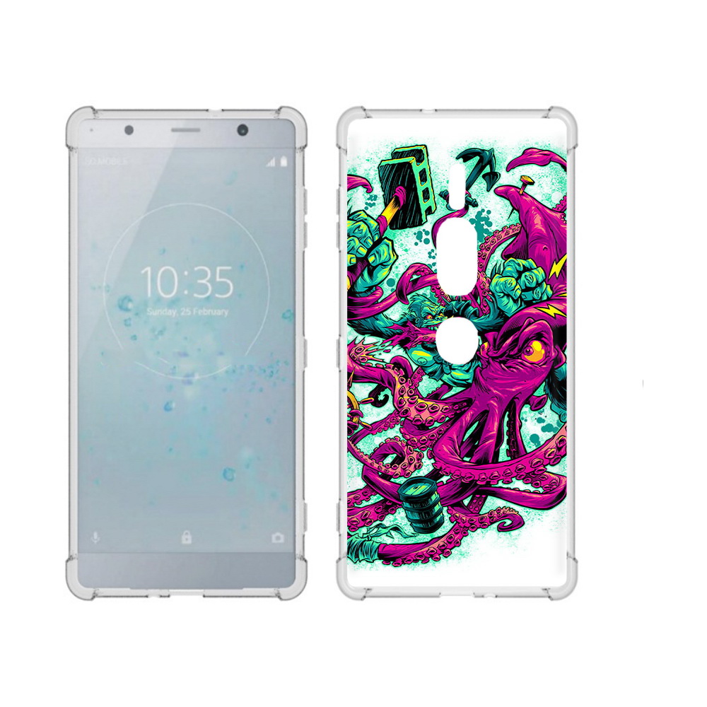 

Чехол MyPads Tocco для Sony Xperia XZ2 Premium фиолетовый кракен, Прозрачный, Tocco