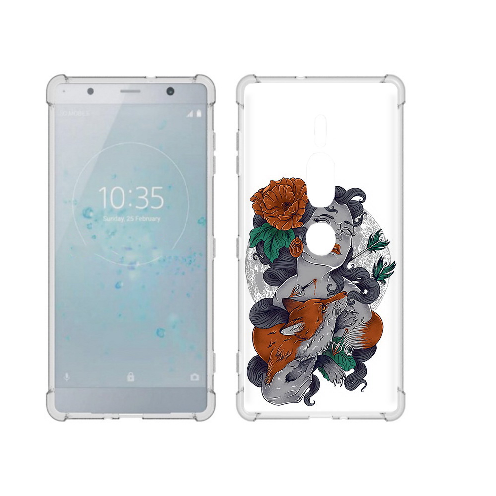 

Чехол MyPads Tocco для Sony Xperia XZ2 Premium темная девушка с лисой, Прозрачный, Tocco