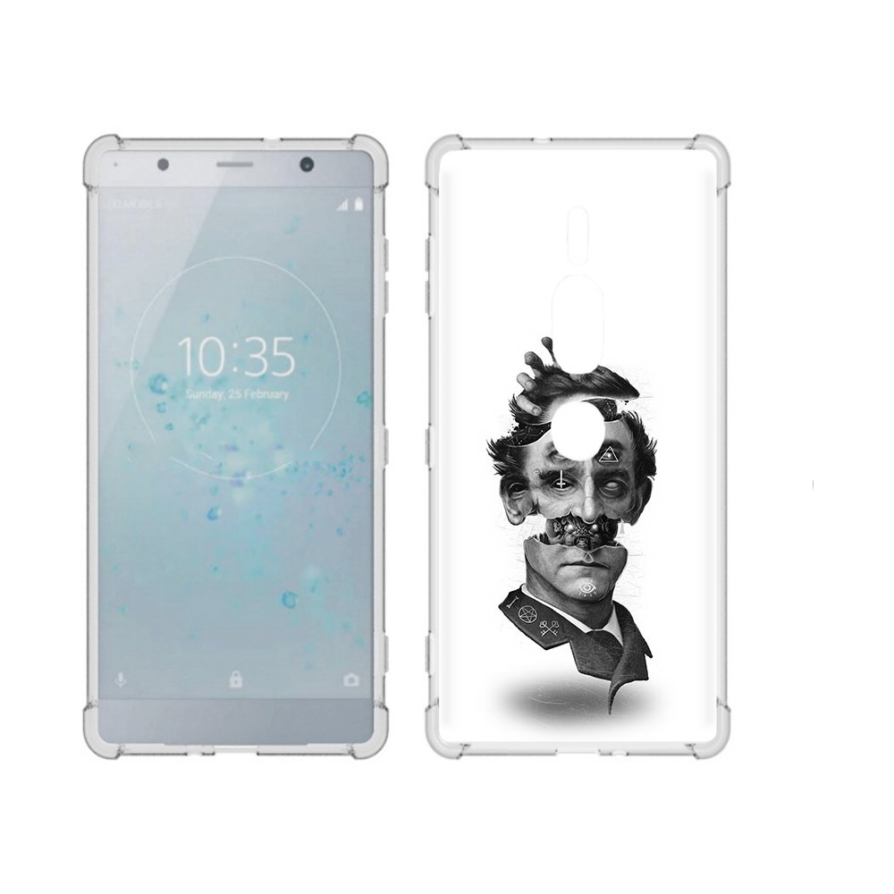 

Чехол MyPads Tocco для Sony Xperia XZ2 Premium страшное лицо абстракция, Прозрачный, Tocco
