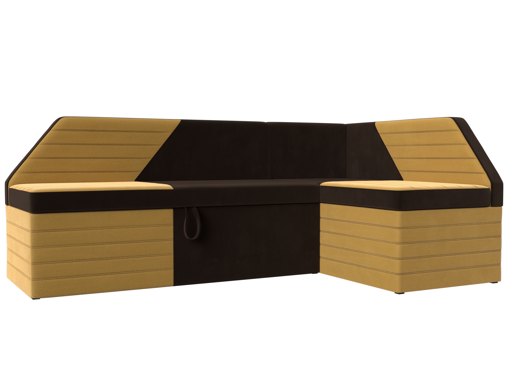 

Диван кухонный Лига Диванов Дуглас правый угол 190х122х84, микровельвет, коричневый/желтый, Кухонный угловой диван Дуглас правый угол