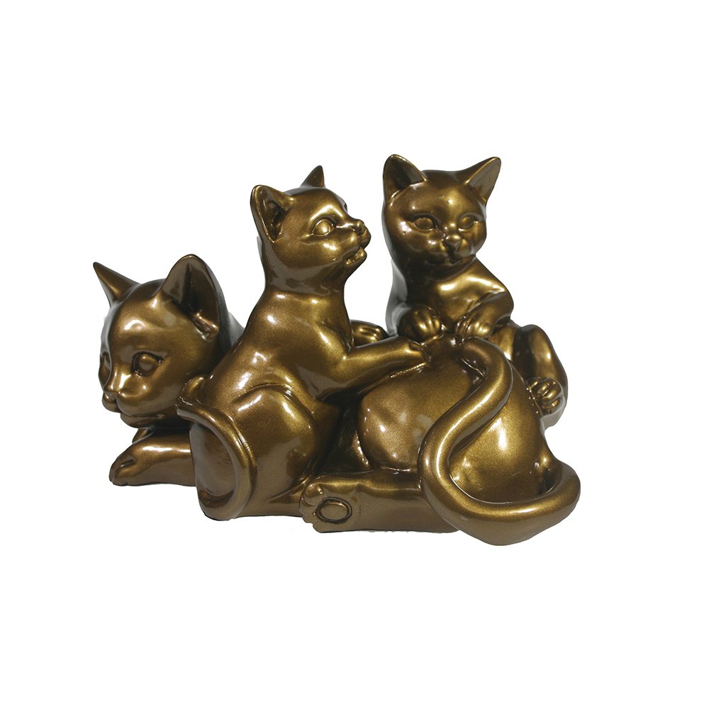 

Фигура декоративная Кошка с котятами (темное золото глянец), 17*12*11 см KSMR-713608/D075, Золотистый
