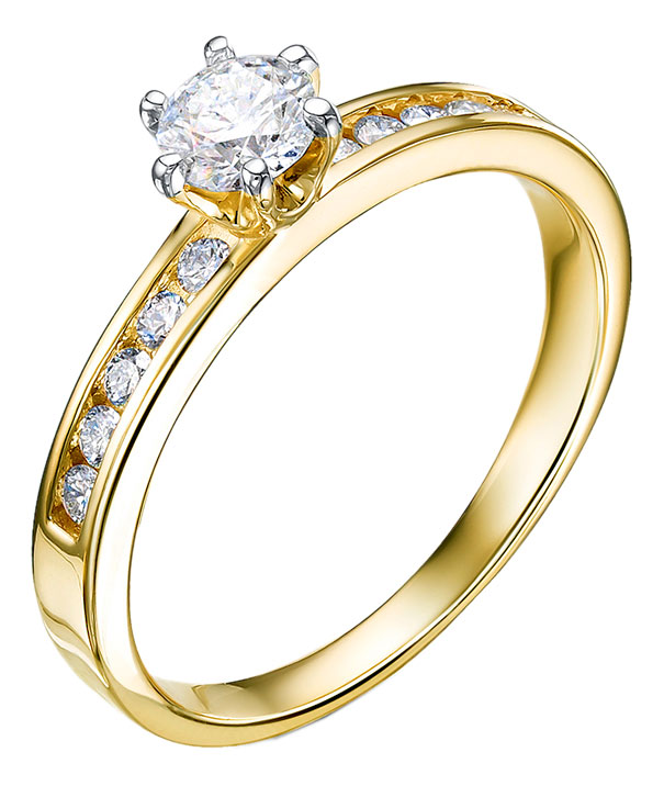 Кольцо из желтого золота с бриллиантом р. 18 Vesna jewelry 11674-351-00-00