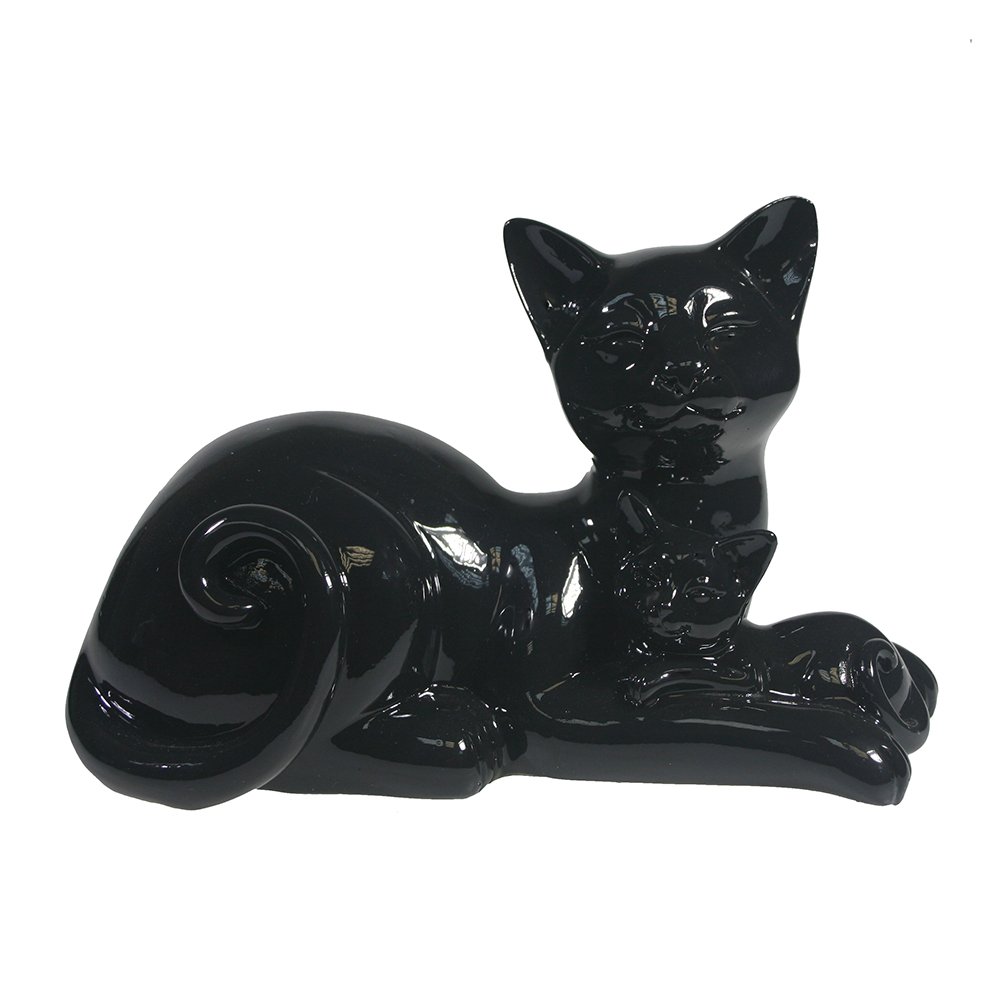 

Фигура декоративная Кошка с котенком (черный глянец), 18*10*12 см KSMR-713612/D073