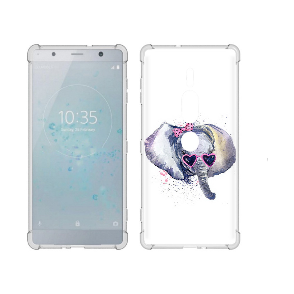 

Чехол MyPads Tocco для Sony Xperia XZ2 Premium слоник в очках, Прозрачный, Tocco