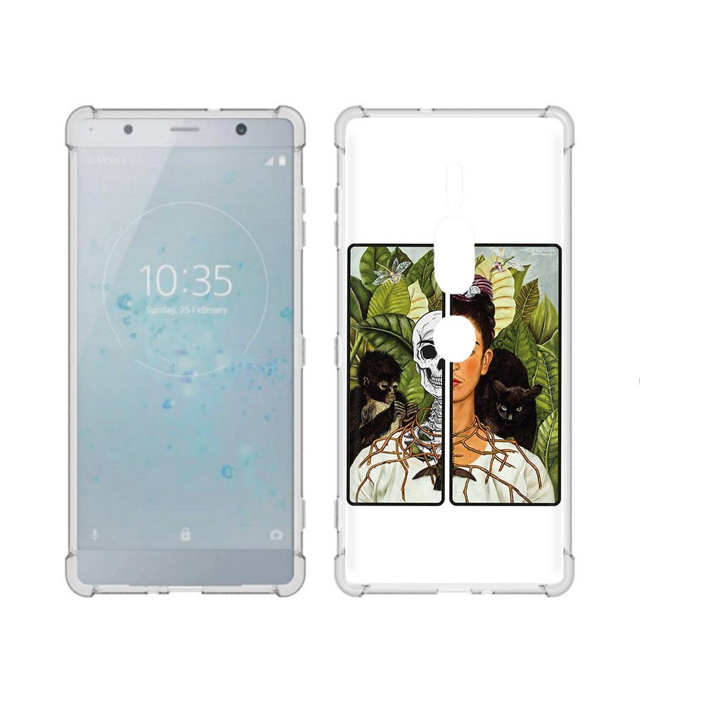 

Чехол MyPads Tocco для Sony Xperia XZ2 Premium сдвоенная картинка девушка скелет, Прозрачный, Tocco