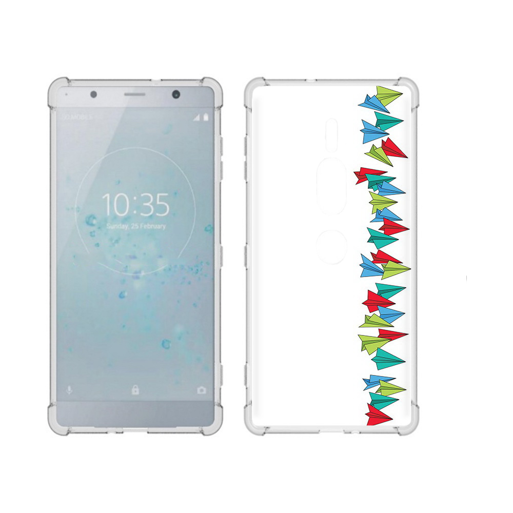 

Чехол MyPads Tocco для Sony Xperia XZ2 Premium самолетики из листочков, Прозрачный, Tocco