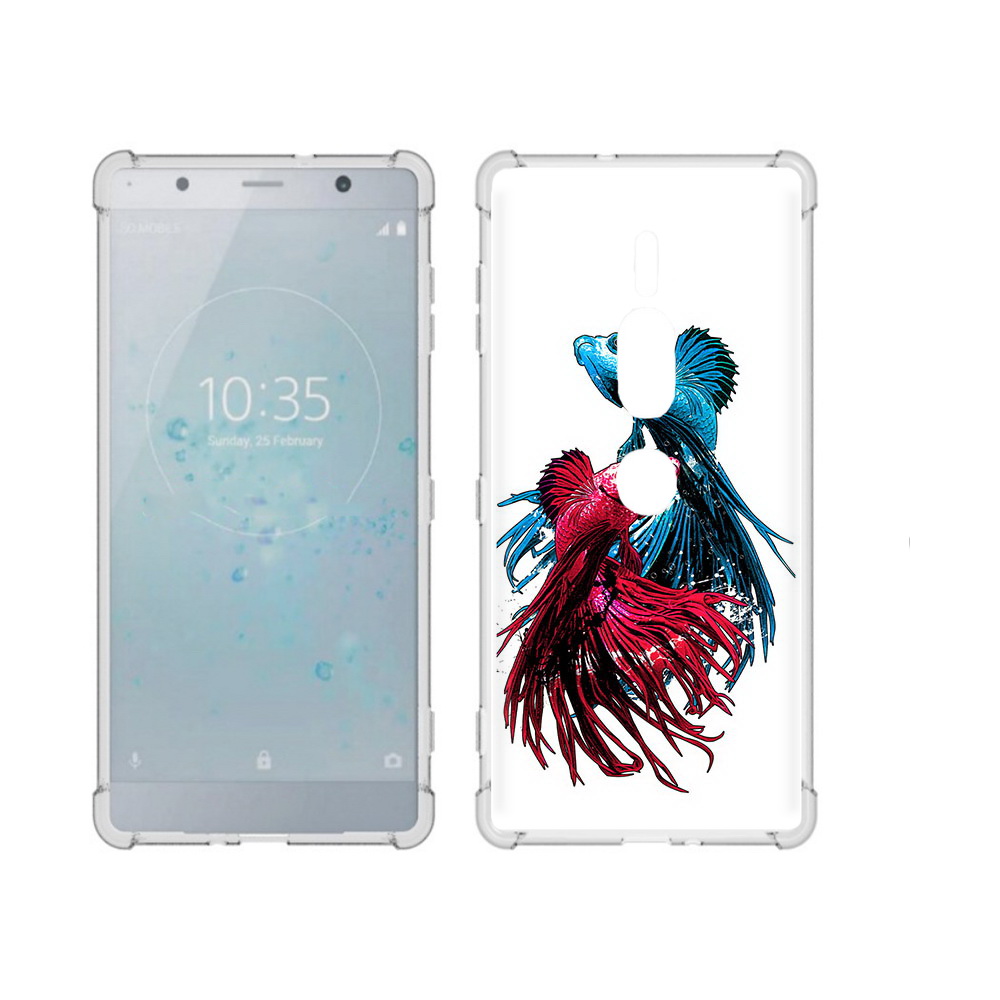 

Чехол MyPads Tocco для Sony Xperia XZ2 Premium рыбы петушки, Прозрачный, Tocco