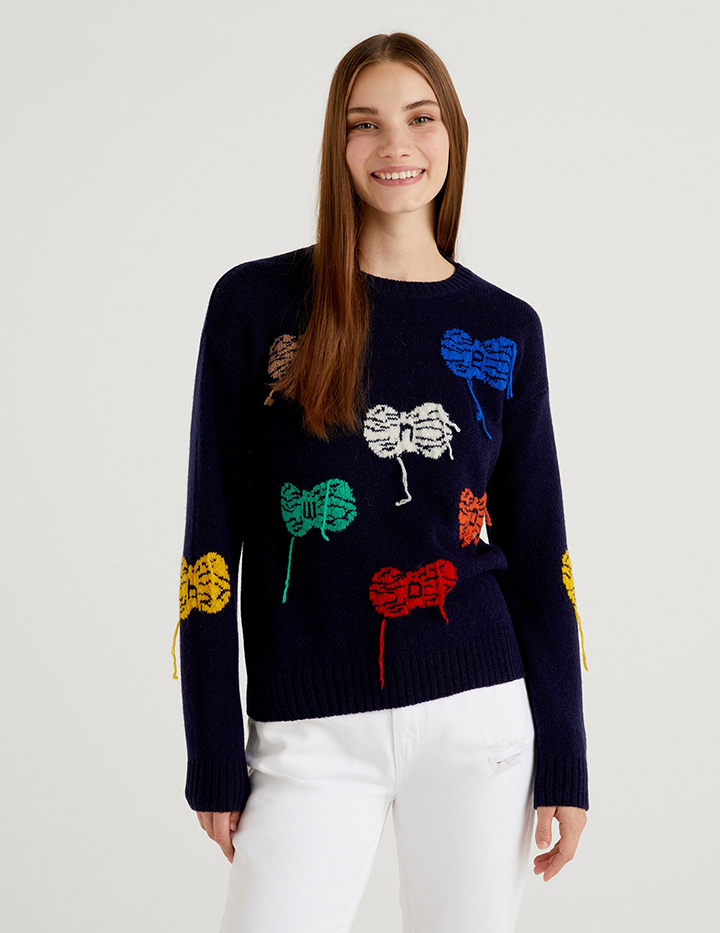 

Джемпер женский United Colors of Benetton 21A_103ME101A синий S, 21A_103ME101A
