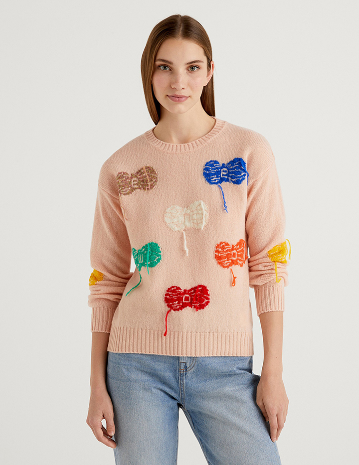 

Джемпер женский United Colors of Benetton 21A_103ME101A розовый L, 21A_103ME101A