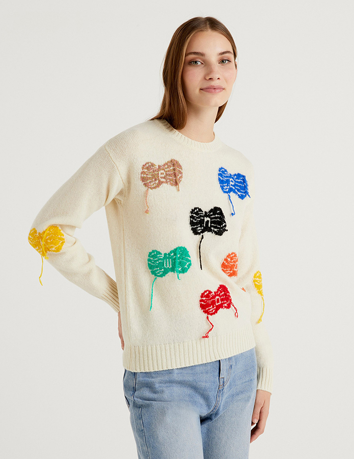 

Джемпер женский United Colors of Benetton 21A_103ME101A белый M, 21A_103ME101A