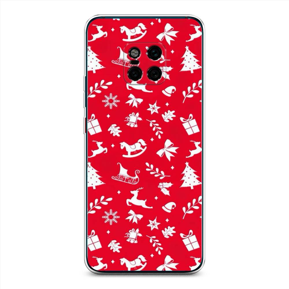 

Чехол на Huawei Mate 20 Pro "Красный новогодний фон", Красный;белый, 67050-5