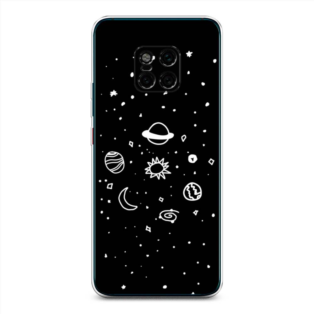 

Чехол на Huawei Mate 20 Pro "Дудл солнечной системы", Бежевый;серый, 67050-2