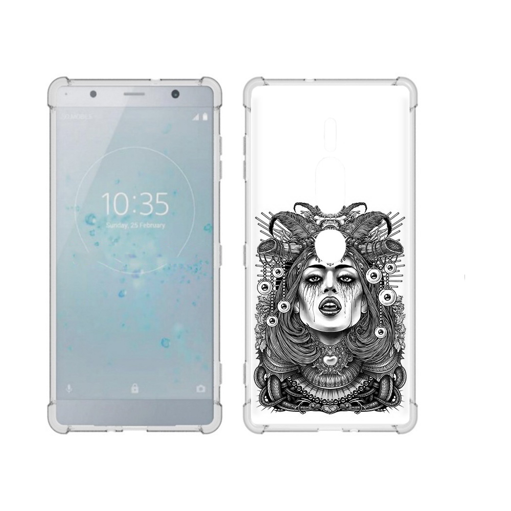 

Чехол MyPads Tocco для Sony Xperia XZ2 Premium портрет девушки черно белый, Прозрачный, Tocco