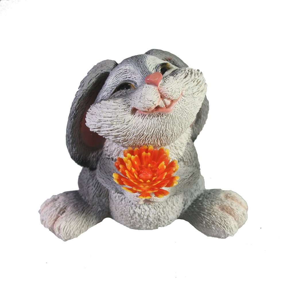 

Фигура декоративная Зайка с цветочком (серый) 9*8*9,5см KSMR-716277/SGK006