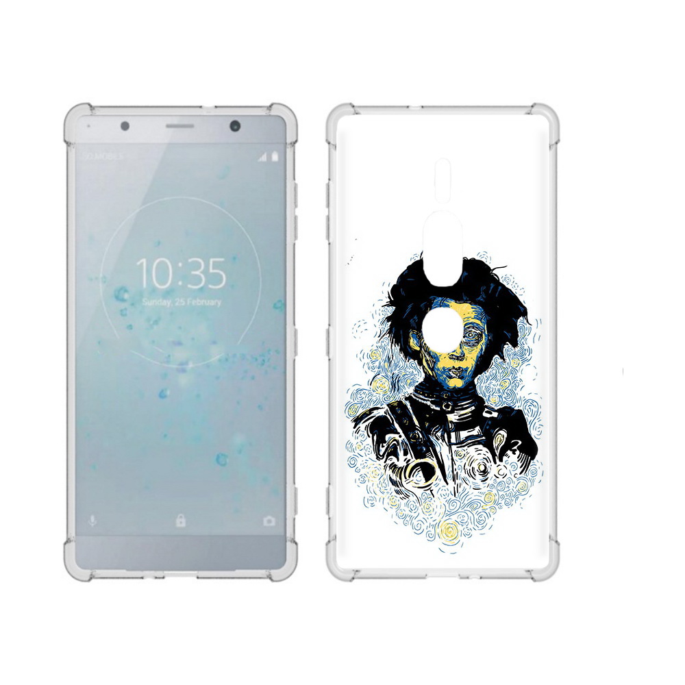 

Чехол MyPads Tocco для Sony Xperia XZ2 Premium парень черно-белый абстракция, Прозрачный, Tocco