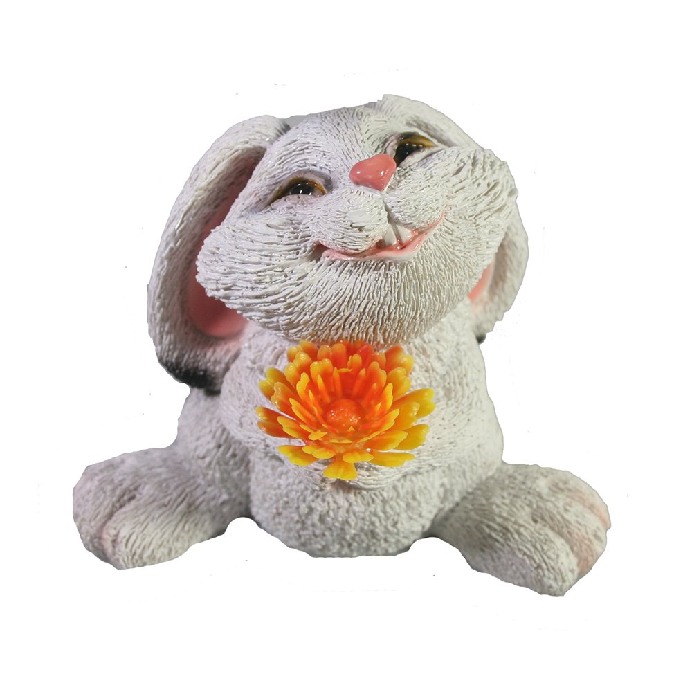 

Фигура декоративная Зайка с цветочком (белый) 9*8*9,5см KSMR-716282/SGK006