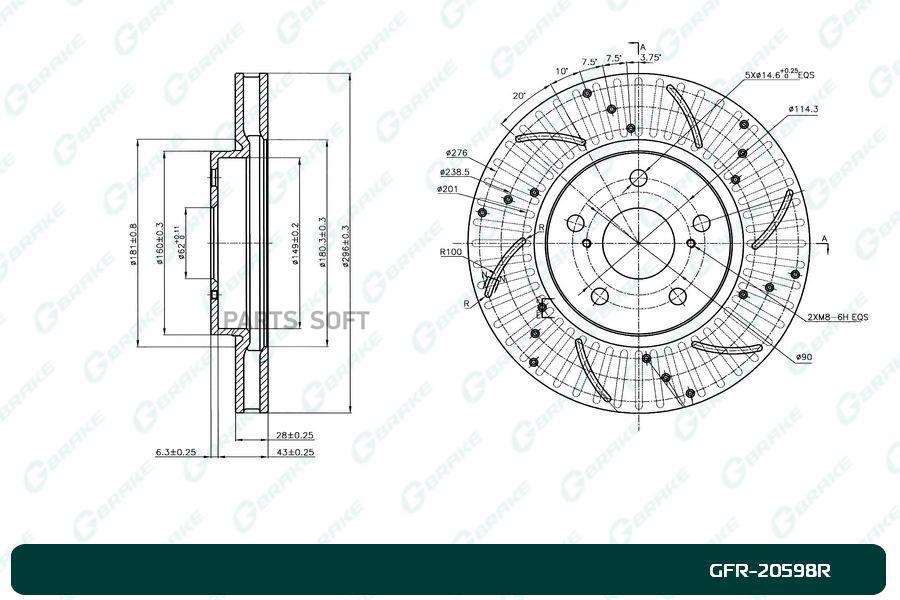 

Тормозной диск GBRAKE перфорированный вентилируемый правый GFR20598R