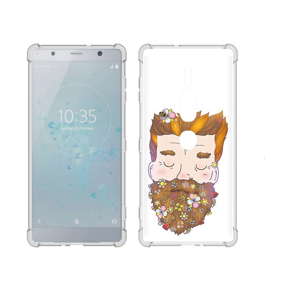 

Чехол MyPads Tocco для Sony Xperia XZ2 Premium мужчина с цветами в бороде, Прозрачный, Tocco