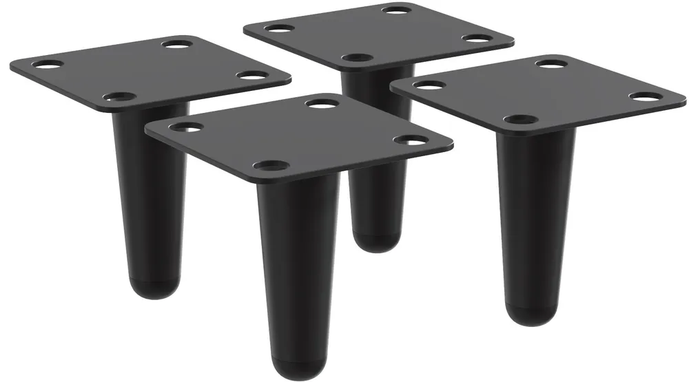 Ножки для мебели прямые МЕБЕЛЬДАМ НП100, 12 см, 4 штуки, Черный