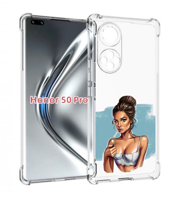 

Чехол бампер MyPads девушка-с-зажигалкой для Honor 50 Pro, Прозрачный, Tocco