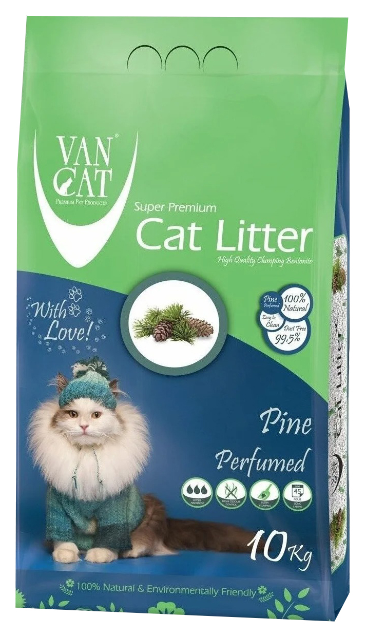 VAN CAT VAN CAT PINE наполнитель комкующийся для туалета кошек с ароматом соснового леса (
