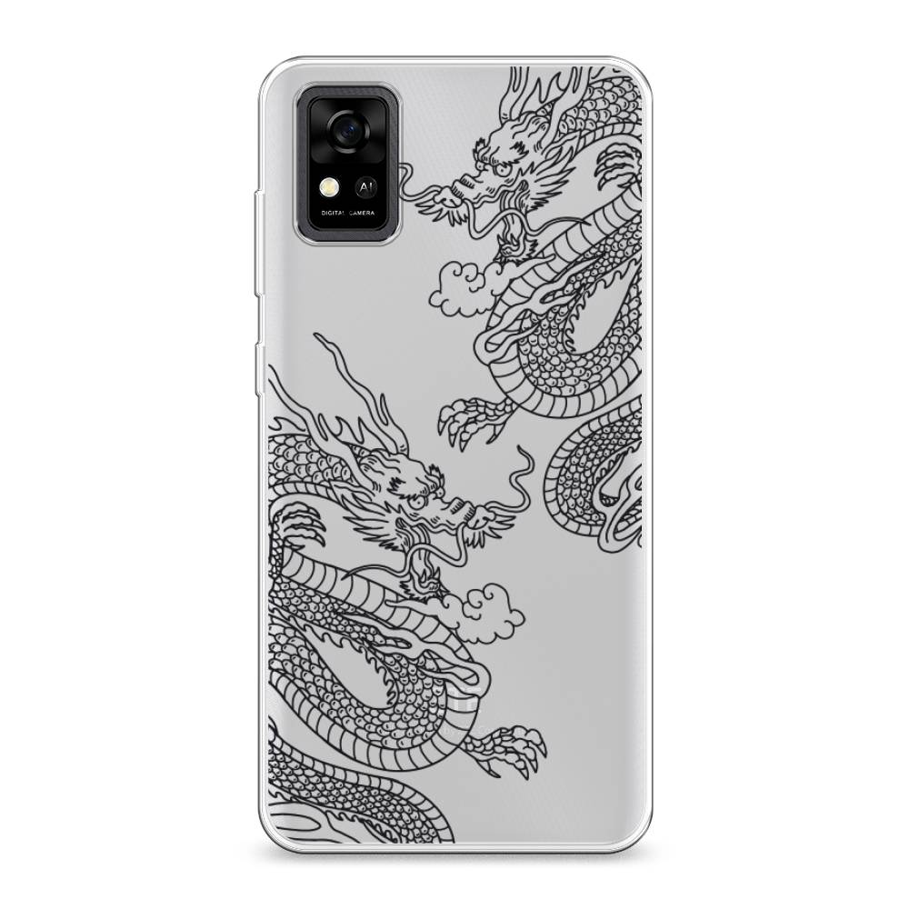 

Чехол на ZTE Blade A31 "Два китайских дракона", Серый;черный, 134650-1