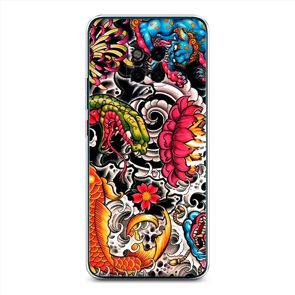 

Чехол на Huawei Mate 20 Pro "Японское искусство", Красный;оранжевый;голубой, 67050-4