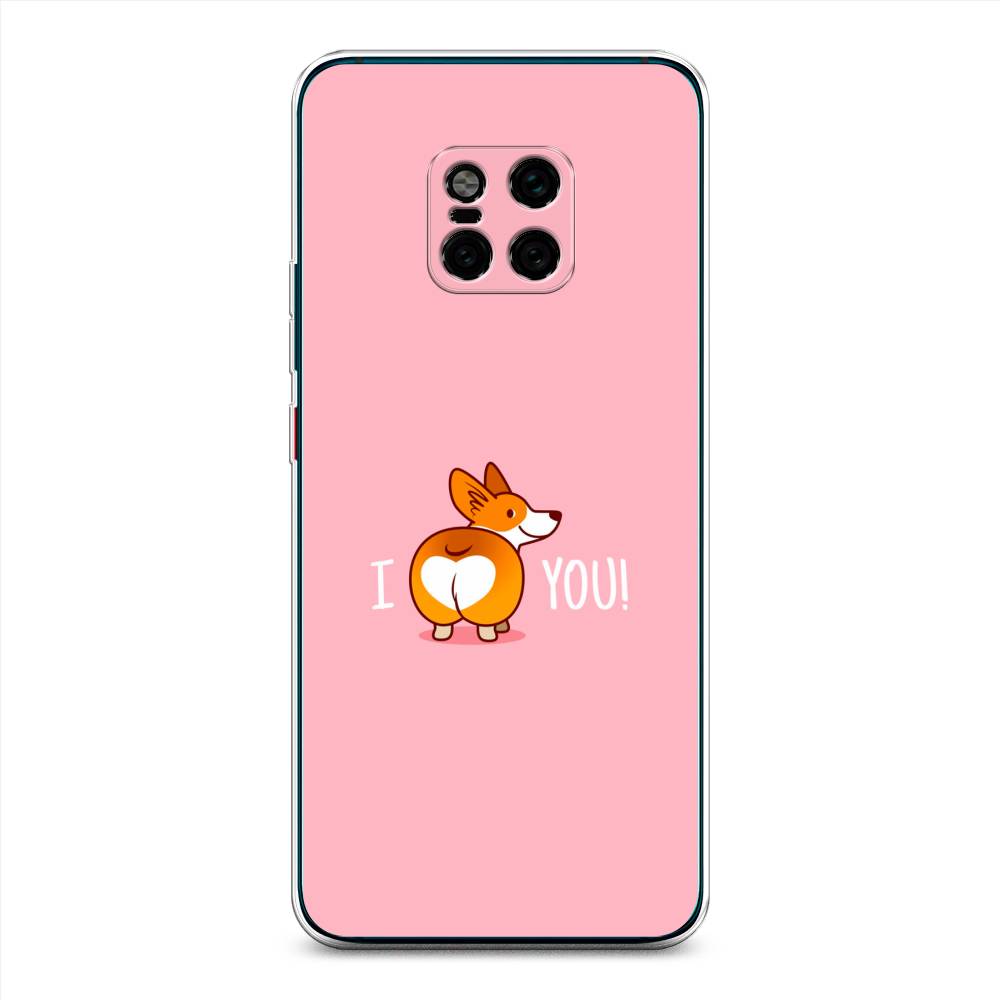 

Чехол на Huawei Mate 20 Pro "Корги I love you", Розовый;коричневый;белый, 67050-1