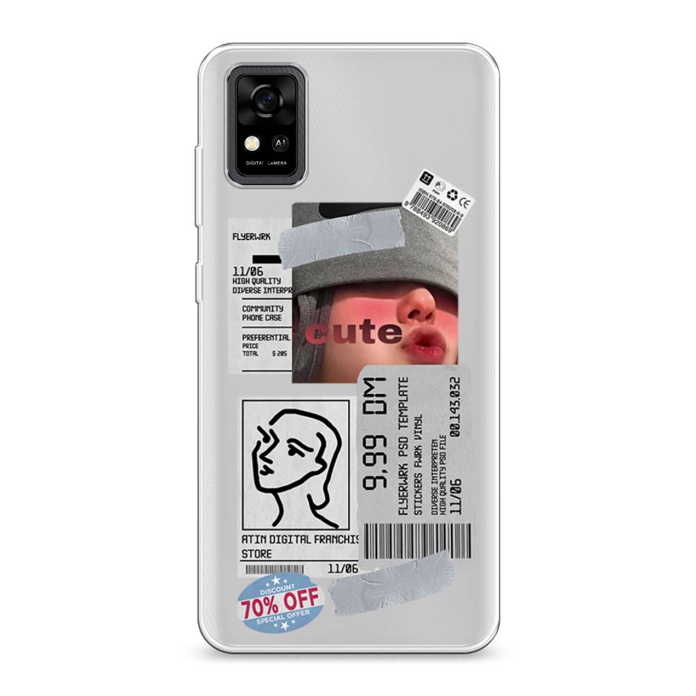 

Чехол на ZTE Blade A31 "Cute girl collage", Розовый;серый;голубой, 134650-6
