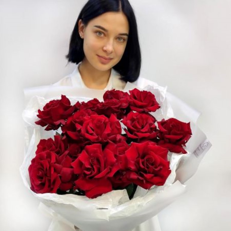 

Букет цветов, Талисман Флора, Благо букет красных французских роз, B2300, 45см