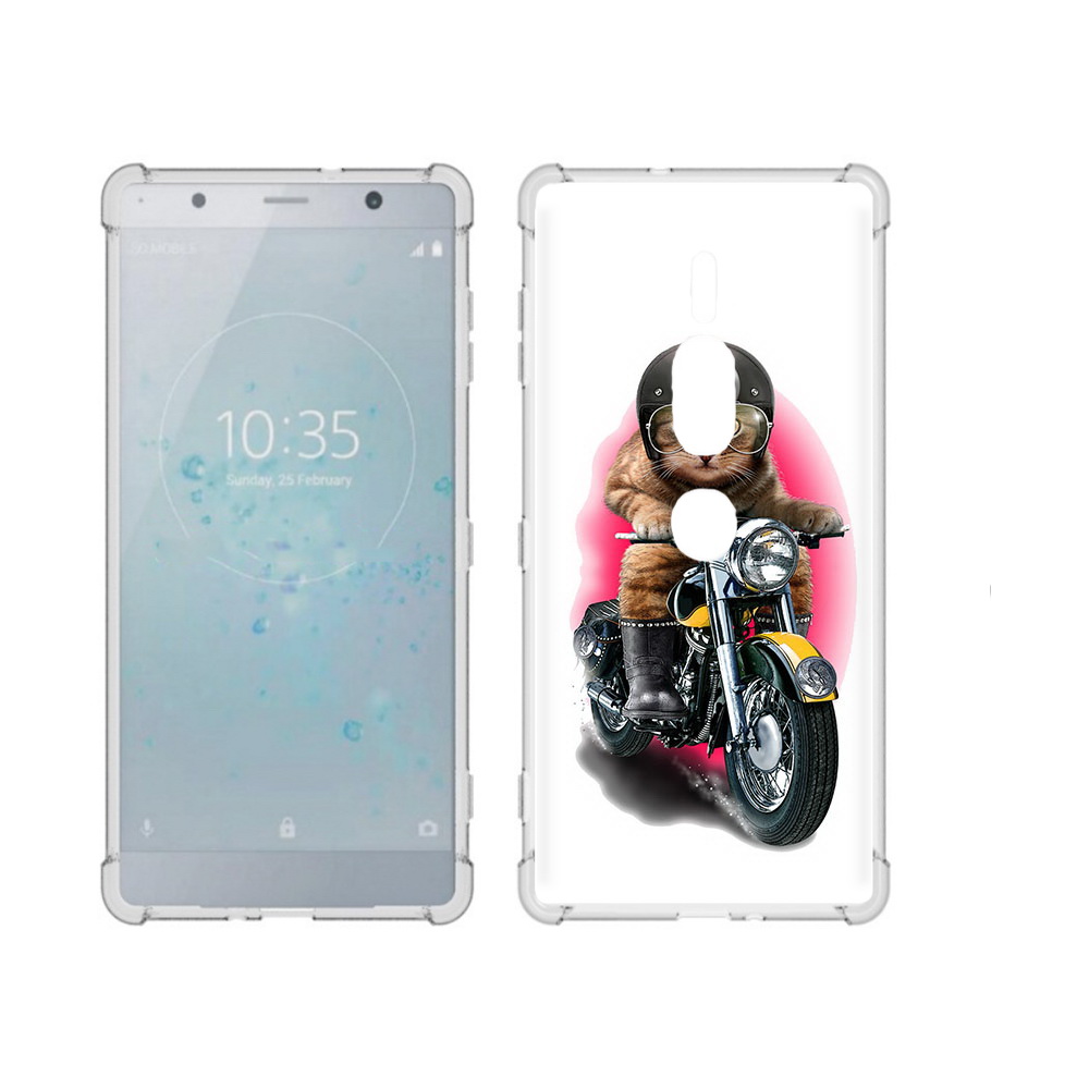 

Чехол MyPads Tocco для Sony Xperia XZ2 Premium мото-кот, Прозрачный, Tocco