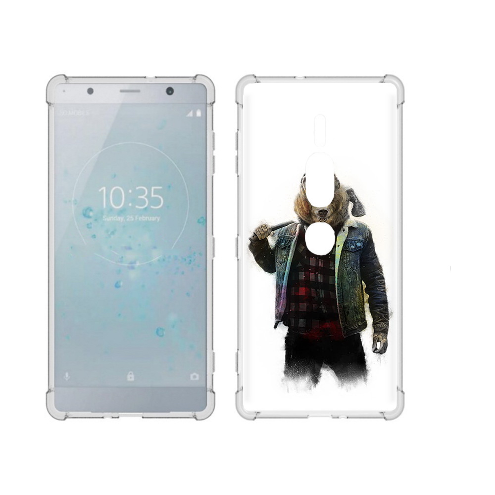 

Чехол MyPads Tocco для Sony Xperia XZ2 Premium медведь с топором, Прозрачный, Tocco