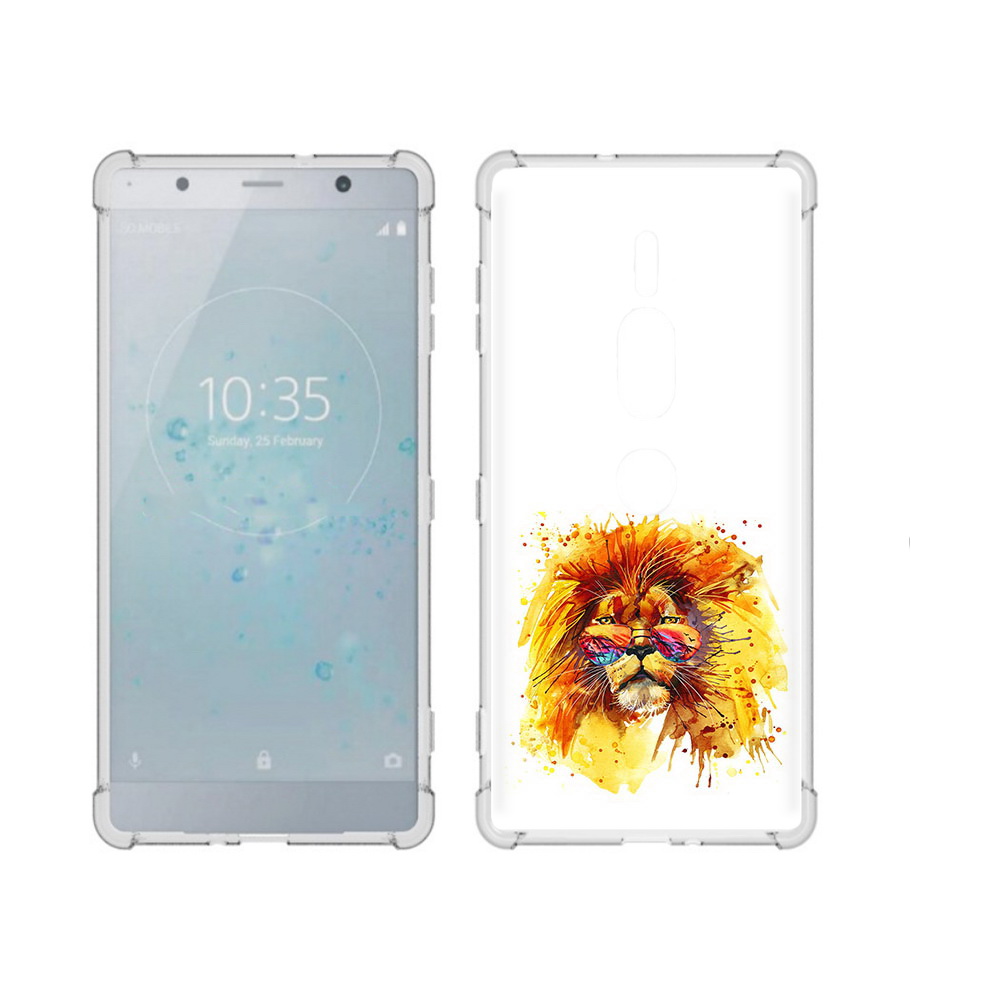 

Чехол MyPads Tocco для Sony Xperia XZ2 Premium лев в очках, Прозрачный, Tocco
