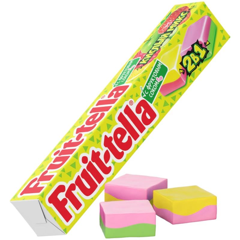 Конфеты Fruittella кислый микс 2 в 1 яблоко-клубника-лимон-малина 41 г